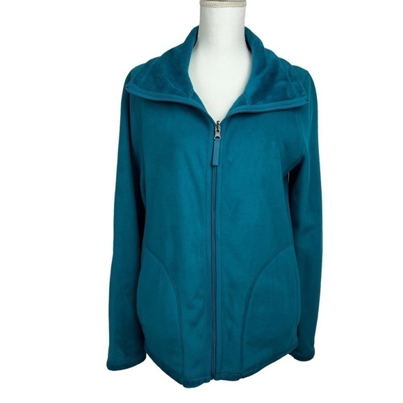 CALVIN KLEIN Performance Women’s Fleece Jacket Sz Large Teal Color Reversible - Picture 1 of 12